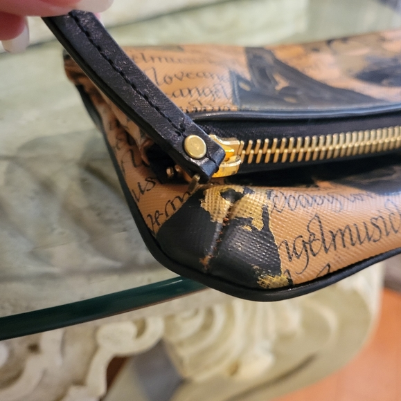 L.A.M.B. Gwen Stefani Trompe L'oeil Script Fold Over Clutch Luxury Designer #576 - Picture 5 of 13